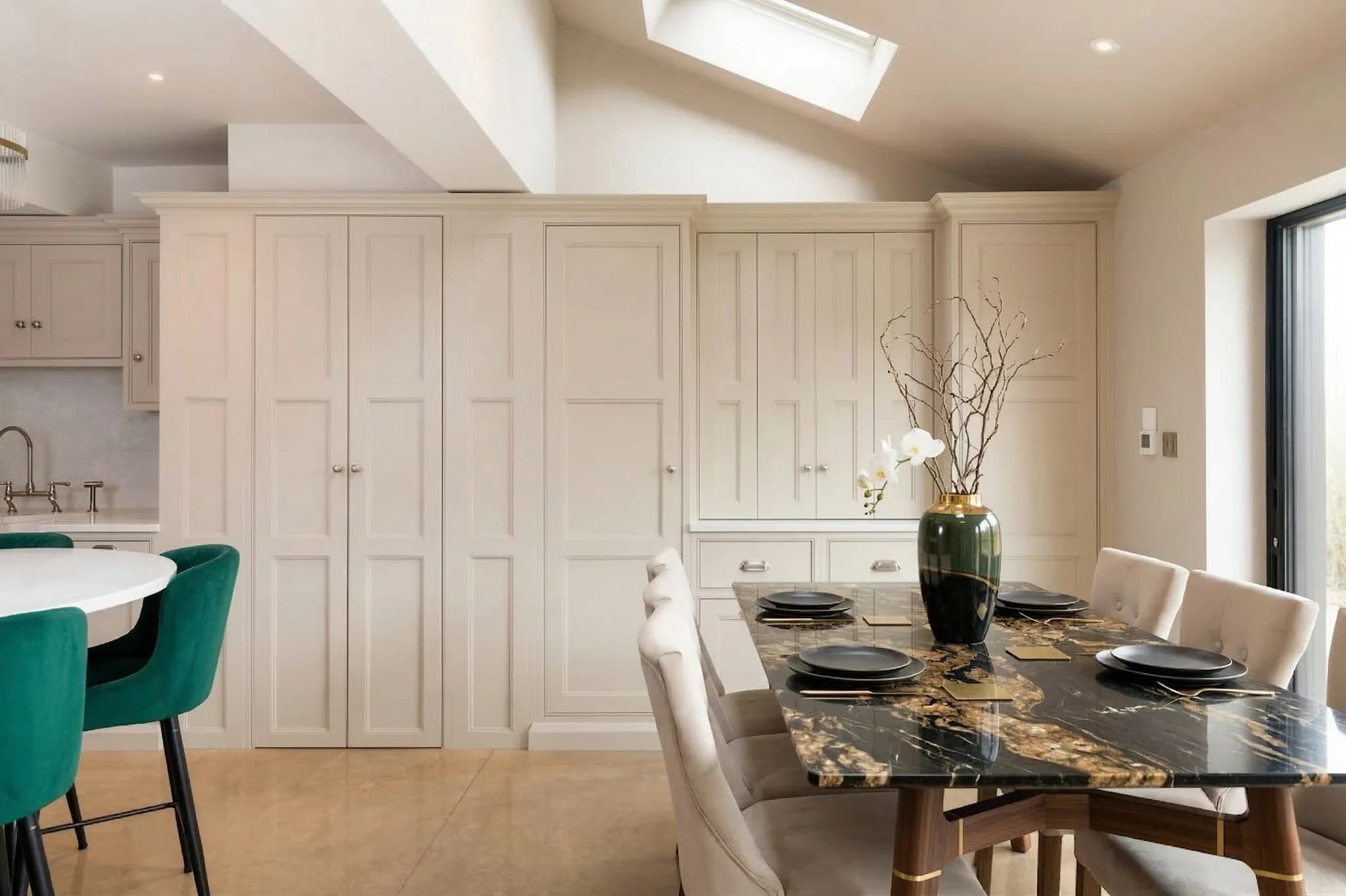 classic in-frame square beaded bespoke shaker kitchen much hadham - handmade kitchen company essex-granite-table