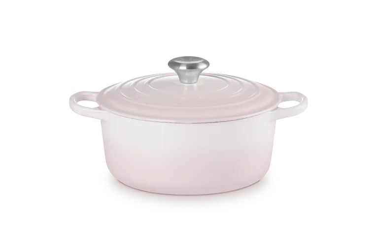 le-creuset-shell-pink-cast-iron-round-casserole-handmade-kitchen-company